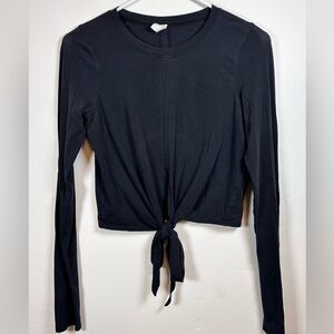 Lululemon Athletica Time To Restore Long Sleeve Tie Front Shirt Black Size 4 GUC